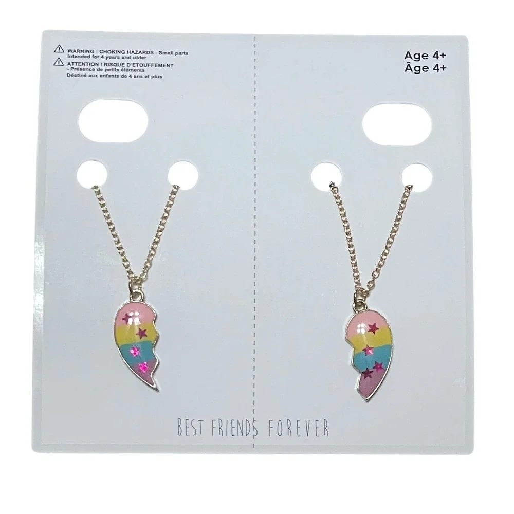 Kids Heart Necklace Bundle Lockets and Best Friends Forever Split Hearts‎ 4ct